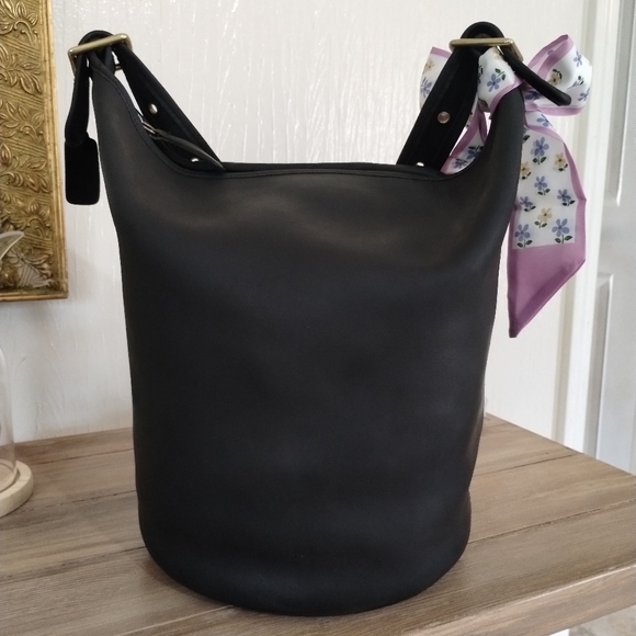 Coach Vintage Leatherware 80's XL Genuine Leather Feed Sac Duffel Bucket Bag USA - Picture 3 of 13